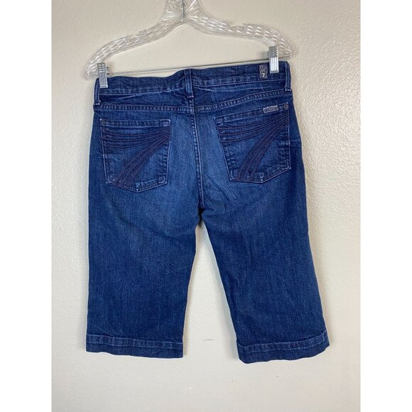 7 For All Mankind Dojo Denim Bermuda Shorts Womens Size 29 Blue Medium Wash - Picture 1 of 16